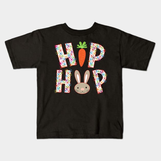Colorful Easter Bunny Hip Hop Kids T-Shirt by lunamoonart